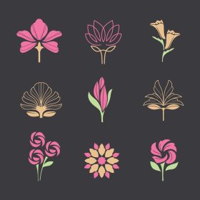 دانلود مجموعه وکتور لوگوی گل های مینیمالیستی