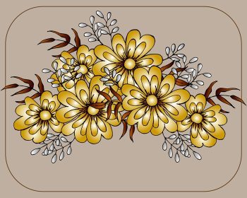دانلود تصویر وکتور کارت پستال دسته گل در سایه های طلایی برای