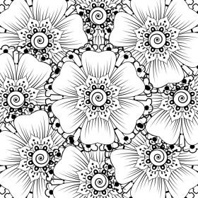 دانلود وکتور طرح کلی الگوی گل مربعی به سبک مهندی برای صفحه کتاب رنگ آمیزی