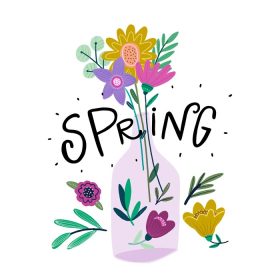 دانلود وکتور گلدان آبرنگ با گل های گیاهی برای استفاده در پوستر یا پست در فصل بهار