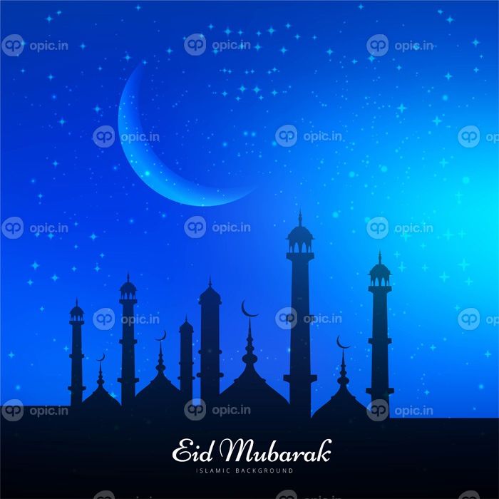 دانلود وکتور انتزاعی پس زمینه آبی مذهبی عید مبارک