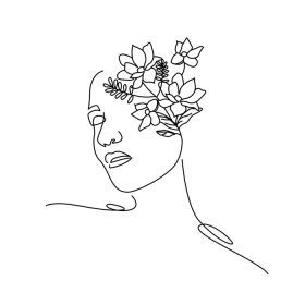 دانلود وکتور سر زنان با دسته گل در هنر خط