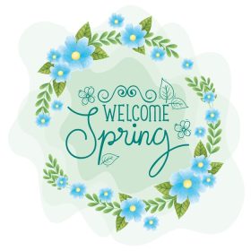 دانلود وکتور استقبال از بهار با قاب گل و برگ