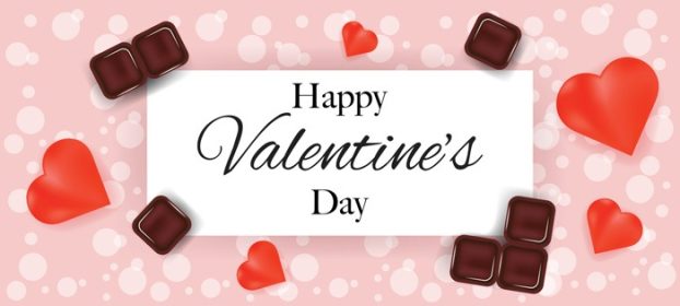دانلود وکتور بنر روز ولنتاین مبارک با شکلات و قلب