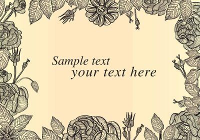 دانلود وکتور قاب پس زمینه گل ساخته شده با دست در رنگ مشکی گرفتن یک سبک قدیمی همچنین با متن قابل ویرایش برای اضافه کردن متن در صورت نیاز