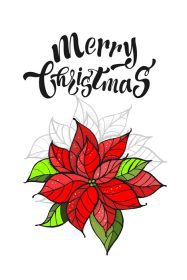 دانلود وکتور کریسمس مبارک کارت کشیده شده با دست جدا شده بر روی یک سفید