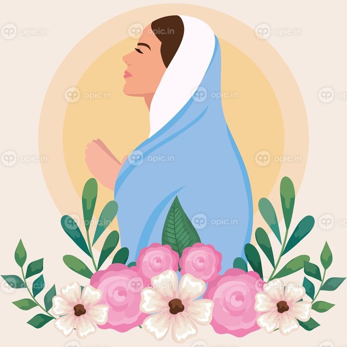 دانلود وکتور فرض دعای مریم با گل