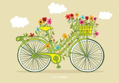 دانلود وکتور تصویری سرگرم کننده از دوچرخه با گل های انگور