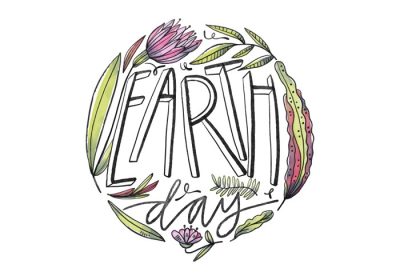 دانلود وکتور تصویر گل وینتیج زیبا با حروف برای جشن روز زمین