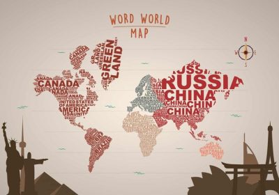 دانلود وکتور نقشه کلمات جهان با نام کشورها