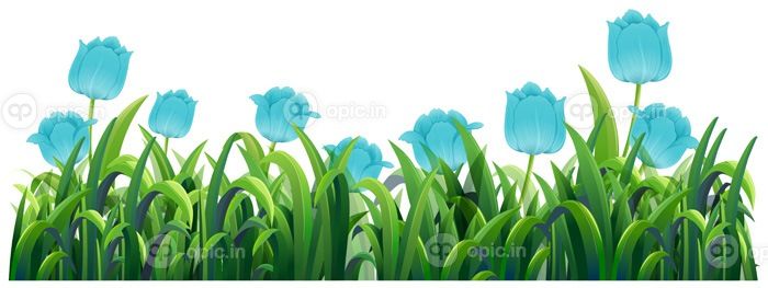 دانلود وکتور گل لاله آبی در بوته سبز تصویر