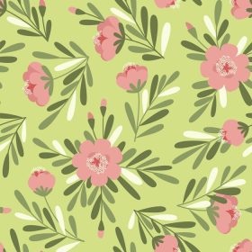 دانلود وکتور الگوی گل بدون درز برای پارچه زنانه در زمینه سبز