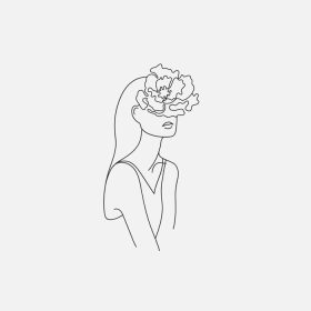 دانلود وکتور وکتور نقاشی خطی صورت زن با گل