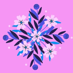 دانلود وکتور تصویر وکتور کارت هنر عامیانه تقارن گل زیبا