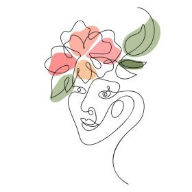دانلود وکتور وکتور صورت زن با گل طراحی یک خطی پرتره تک خطی به سبک مینیمالیستی طراحی ساده لوگو یا نماد برای کارت تبریک مرکز زیبایی مرکز اسپا فروشگاه دختران