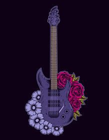 دانلود تصویر برداری وکتور گیتار الکتریک با گل