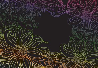 دانلود وکتور پس زمینه گل با رنگ شیب دار به سبک بوهو ایده آل برای استفاده به عنوان بافت برای پروژه های عطر منسوجات جواهرات و غیره ساخته شده از یک خط با ضخامت های مختلف