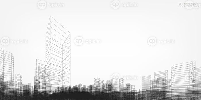 دانلود وکتور وایرفریم شهر پس زمینه پرسپکتیو د وایرفریم ساختمان