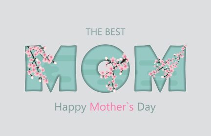 دانلود وکتور کارت تبریک روز مادر مبارک با گل ساکورا