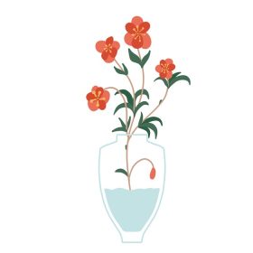 دانلود وکتور ترکیب شکوفه دهنده زیبا با برگ و ساقه جدا شده بر روی گیاهان گلدار سفید و سبزی دسته گل زیبا با شاخه های تزئینی در گلدان تصویر وکتور مسطح