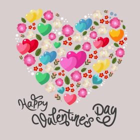 دانلود وکتور قلب تبریک روز ولنتاین ساخته شده از گل و قلب