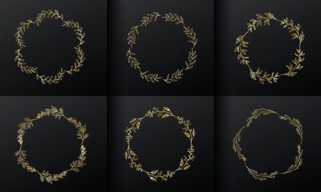 دانلود وکتور قاب گل دایره طلایی برای طرح لوگوی مونوگرام