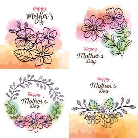 دانلود مجموعه وکتور کارت تبریک روز مادر با طرح وکتور تزیین گل