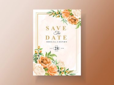 دانلود وکتور کارت دعوت عروسی گل زیبای نارنجی