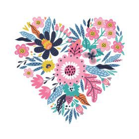 دانلود وکتور قالب وکتور قلب دوست داشتنی گلی مناسب برای کارت تبریک