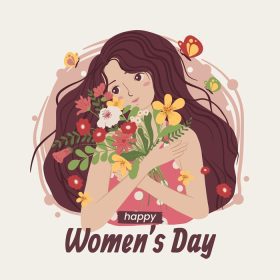 دانلود وکتور زنان در روز زن گل می آورند