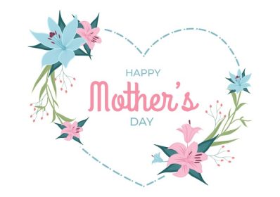 دانلود وکتور روز مادر مبارک با گل های شکوفه زیبا و