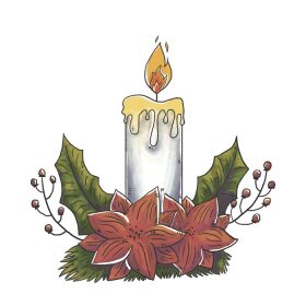 دانلود وکتور شمع کریسمس آبرنگ با عناصر کریسمس برای استفاده در فصل زمستان