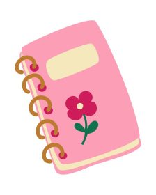 دانلود وکتور دفترچه یادداشت دخترانه برای نوشتن دفترچه زیبا روی فنر با گل