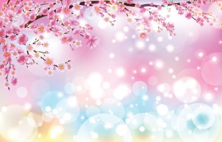 دانلود وکتور شکوفه های گیلاس زیبا با مفهوم پس زمینه چراغ های بوکه