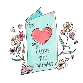 دانلود وکتور کارت پستال آبرنگ برای استفاده در روز مادر