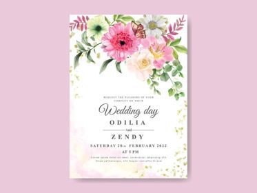 دانلود وکتور گل و برگ زیبا با آبرنگ دعوت عروسی