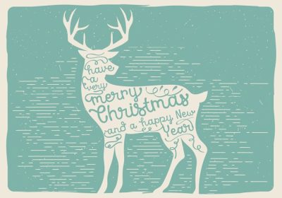 دانلود وکتور زیبا وکتور تصویر گوزن کریسمس طراحی شده برای برچسب پوستر کارت تبریک وب سند و سایر سطوح تزئینی