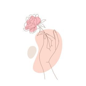 دانلود وکتور خط نقاشی دست در دست گرفتن یک گل