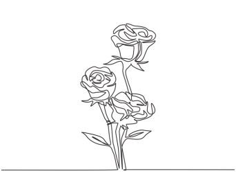 دانلود وکتور طرح تک خطی گل های رز زیبای تازه