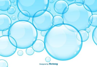 دانلود وکتور حباب های صابون آبی در پس زمینه گرادیان سفید و آبی برای تصویر برداری طرح شما