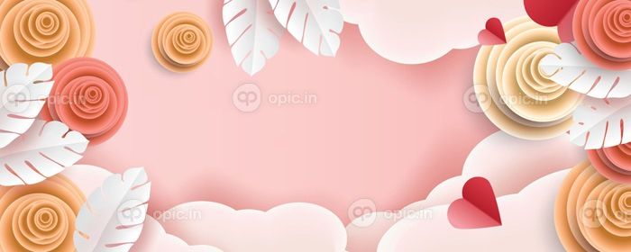 دانلود وکتور پس زمینه صورتی بهاری با گل کاغذی رنگارنگ زیبا