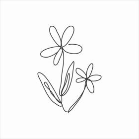 دانلود وکتور نقاشی یک خطی هنر خط ممتد برگ و گل ساده
