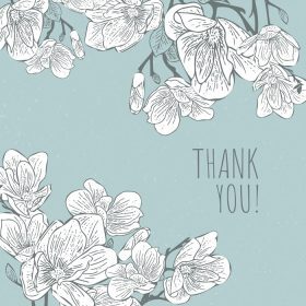 دانلود وکتور تصویر الگوی گل مگنولیا به سبک هنری طرح دار یکپارچهسازی با سیستمعامل با تشکر از شما برای کارت تبریک