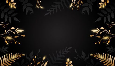 دانلود وکتور گل طلایی ورق طلا در طرح وکتور پس زمینه تیره برای جلد کارت بروشور
