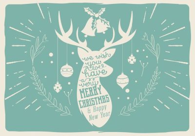 دانلود وکتور زیبا وکتور تصویر کریسمس گوزن طراحی شده برای برچسب پوستر کارت تبریک وب سند و سایر سطوح تزئینی