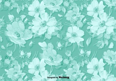 دانلود وکتور کاغذ دیواری کلاسیک الگوی گل وینتیج در تصویر وکتور پس زمینه سبز