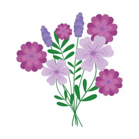 دانلود وکتور دسته گل زیبا با گل های بنفش