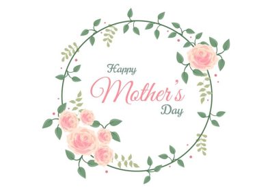 دانلود وکتور روز مادر مبارک با گل های شکوفه زیبا و