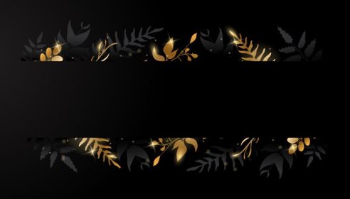 دانلود وکتور گل طلایی ورق طلا در طرح وکتور پس زمینه تیره برای جلد کارت بروشور