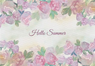 دانلود وکتور آبرنگ تصویر گل تابستانی کارت آبرنگ قدیمی با گل های نقاشی شده با دست